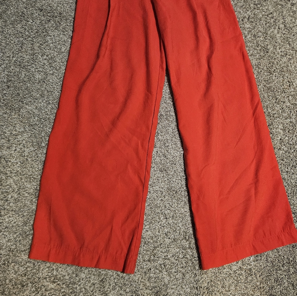 Zara Red Wide Leg Pants - Picture 3 of 11